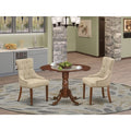 Round Dinette Set 42 Inch Table 2 Chairs Small Space Dining Mahogany Finish