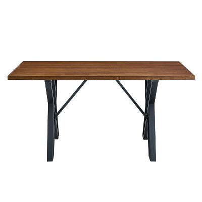 5 Piece Dining Table Set Dining Set with 4 Dining Chairs and Round/Square Table, Black+Natural/Walnut-ModernLuxe