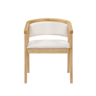 Christopher Knight Home Simon 5 Piece Mid-Century Modern Rubberwood Dining Set with Boucle Upholstered Chairs