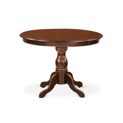 HomeStock 5-Piece Mahogany Finish Solid Wood Top Dining table with 4 Chairs with Slat Back