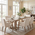 Christopher Knight Home Harish Modern 7 Piece Rubberwood Linen Upholstered Dining Set with Rectangular Table