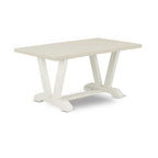 HomeStock 6-Piece Rectangle Wire Brushed Linen White Finish Solid Wood Top Dining Table with 1-Bench, 4-Chairs