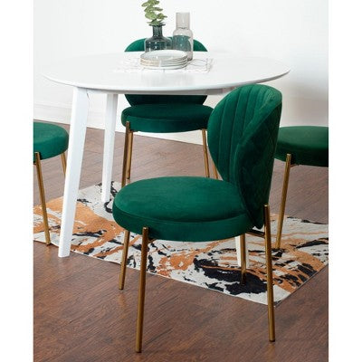 Roundhill Furniture Amoa Contemporary Dining Set, White Round Dining Table with 2 Chairs, 3-Piece