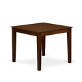 5-Piece Antique Walnut Finish Solid Wood Top - Square Upholstered Dining Room Set - Seats 4