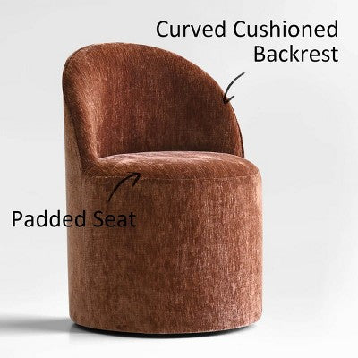 5-Piece Dining Table Set for 4, Modern Barrel Chair with Wheels and Chenille Upholstery, Black Round Pedestal Table-Panipeachy