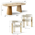 47-83 Extendable Dining Table Set for 4, Natural Wood-Tone Table and 4 Chenille Chairs with Metal Legs, Ideal for Kitchen-Panipeachy