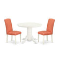 Round Dinette Set 3pc - 42 Table & 2 Parson Chairs - Pink Flamingo PU Leather - Eclectic Elegance