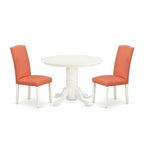 Round Dinette Set 3pc - 42 Table & 2 Parson Chairs - Pink Flamingo PU Leather - Eclectic Elegance