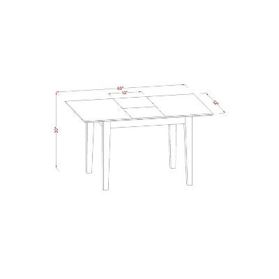 Dinette Set 3Pc Rectangular Table w/ Leaf & 2 Parsons Chairs - Brown