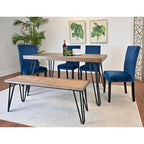 Ashzo 6-Piece Dining Set, Hairpin Dining Table with 4 Chairs and Bench, 3 Color Options