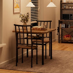 5 Piece Dining Table Set for 4 with Storage Rack, Metal and Wood Rectangular Dining Room Table Set for Kitchen, Dining Room, Dinette,Rustic Brown