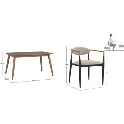 Cortland 5-Piece Fabric Modern Tapered Dining Set - iNSPIRE Q