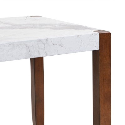 Faux Marble Dining Table Set for 4, 5 Pieces Rectangle Dining Table with 4 Upholstered Chairs for Small Space Kictchen
