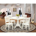 HomeStock ANVA5 Linen White 5 Piece Round Pedestal Dining Set