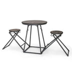 Costway 3-Piece Bar Table Set Round Pub Dining Table & 2 Foldable Stools w/ Metal Frame
