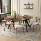 Christopher Knight Home Lareyna 7 Piece Mid-Century Modern Rubberwood Upholstered Dining Set