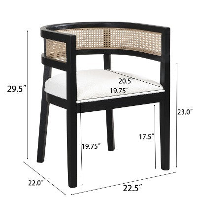 Christopher Knight Home Lythor 7 Piece Cane and Rubberwood Upholstered Dining Set