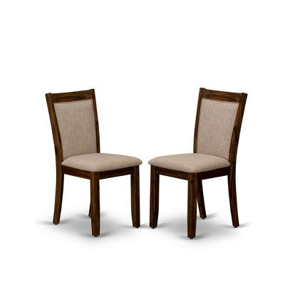 HomeStock 5 Piece Round Kitchen Table Set Linen Chairs Walnut Finish