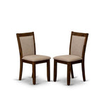 HomeStock 5 Piece Round Kitchen Table Set Linen Chairs Walnut Finish