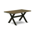 HomeStock 7-Piece Distressed Jacobean Finish Solid Wood Top Dining Table with 6-Parson Chairs