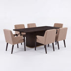 Christopher Knight Home Lindiwe Modern 7 Piece Rubberwood Linen Upholstered Dining Set with Rectangular Table