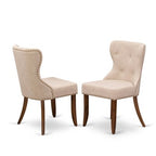 HomeStock Round Dinette Set Small Spaces Fabric Chairs Antique Walnut