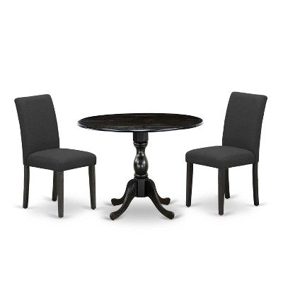 3-Piece Wirebrushed Black Solid Wood Top - Dining Room Set (Seats-4)