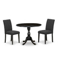 3-Piece Wirebrushed Black Solid Wood Top - Dining Room Set (Seats-4)