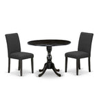 3-Piece Wirebrushed Black Solid Wood Top - Dining Room Set (Seats-4)