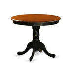 5-Piece Round Black Finish Solid Wood Top Dining table with 4-Chairs with