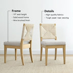 Expandable Dining Table Set for 6/8, Japandi Dining Room Furniture, Rope Back Chairs with Beige Upholstered Seats-Panipeachy