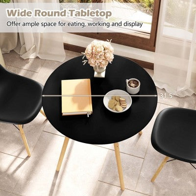 Costway Dining Table Set Modern 5 PCS For 4 Round Dining Room Table Set with Solid Wood Leg Black/Brown/White