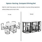 Modern Marble Dining Table Set for 6 with Metal Frame, Rectangular Marble Sticker Table and 6 Chairs for Dining Room Kitchen