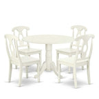 HomeStock 5 Piece Dining Room Furniture Set Includes a Round Kitchen Table with Dropleaf and 4 Dining Chairs, 42x42 Inch