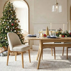 9-Piece Dining Set for 8, Extendable Trestle Base Table with Upholstered Chairs Featuring Solid Wood Legs-Panipeachy