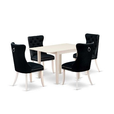 5-Piece Linen White Finish Solid Wood Top - Rectangular Dining Room Set - (Seats-4)