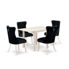 5-Piece Linen White Finish Solid Wood Top - Rectangular Dining Room Set - (Seats-4)
