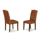 Dinette Set 3Pc Rectangular Table w/ Leaf & 2 Parsons Chairs - Brown
