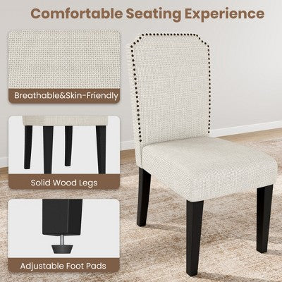 70.8 Inch Oval Dining Table with Upholstered Dining Chairs, Kitchen Table with Thick Sturdy Wooden Base, High Back Dining Chair with Solid Wood Legs