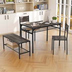 Costway Dining Table Set for 4 Rectangular Table with 2 Chairs, 1 Bench, Storage Racks Rustic Brown/Gray/Brown