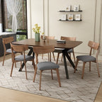 Christopher Knight Home Lareyna 7 Piece Mid-Century Modern Rubberwood Upholstered Dining Set