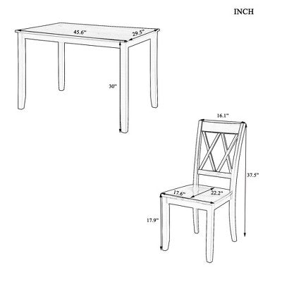 GDFStudio Arlette Farmhouse 5 Piece Wood Dining Set with Cross-Back Armless Chairs
