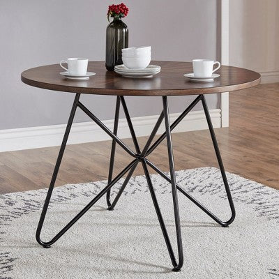 Norfolk Walnut Finish Round 5-Piece Dining Set - INSPIRE Q