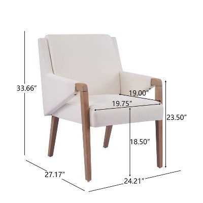 Christopher Knight Home Harish Modern 7 Piece Rubberwood Linen Upholstered Dining Set with Rectangular Table