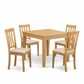 Kitchen Dining Set for 4 - 5 Piece Table & Chair Set - Linen Fabric Chairs - 36x36 Inch Oak Finish