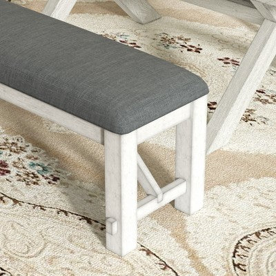 VECELO Rustic 6-Piece Extendable Dining Table Set, Rubber Wood Table with 4 Armless Upholstered Dining Chairs and Bench for Kitchen, Gray