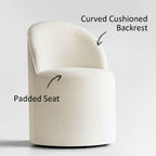 Round Dining Table Set For 6, Upholstered Barrel Dining Chairs With Castors, Linen Blend Fabric, Curved Back Support - Panipeachy