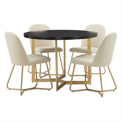 Karianne 4-Person Gold Metal Base Dining Set - iNSPIRE Q