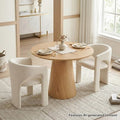 Round Dining Table Set with 2 Chenille Armchairs, Modern Pedestal Table and Upholstered Chairs with Full Back and Arms-Panipeachy