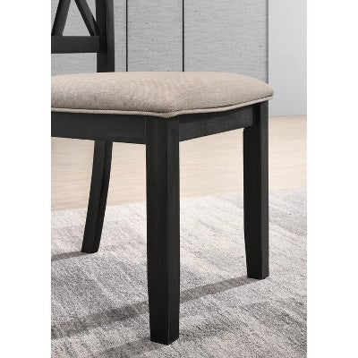 Arroyo 7-Piece Dining Set, Hairpin Dining Table with 6 Cross-back Chairs, Rich Black
